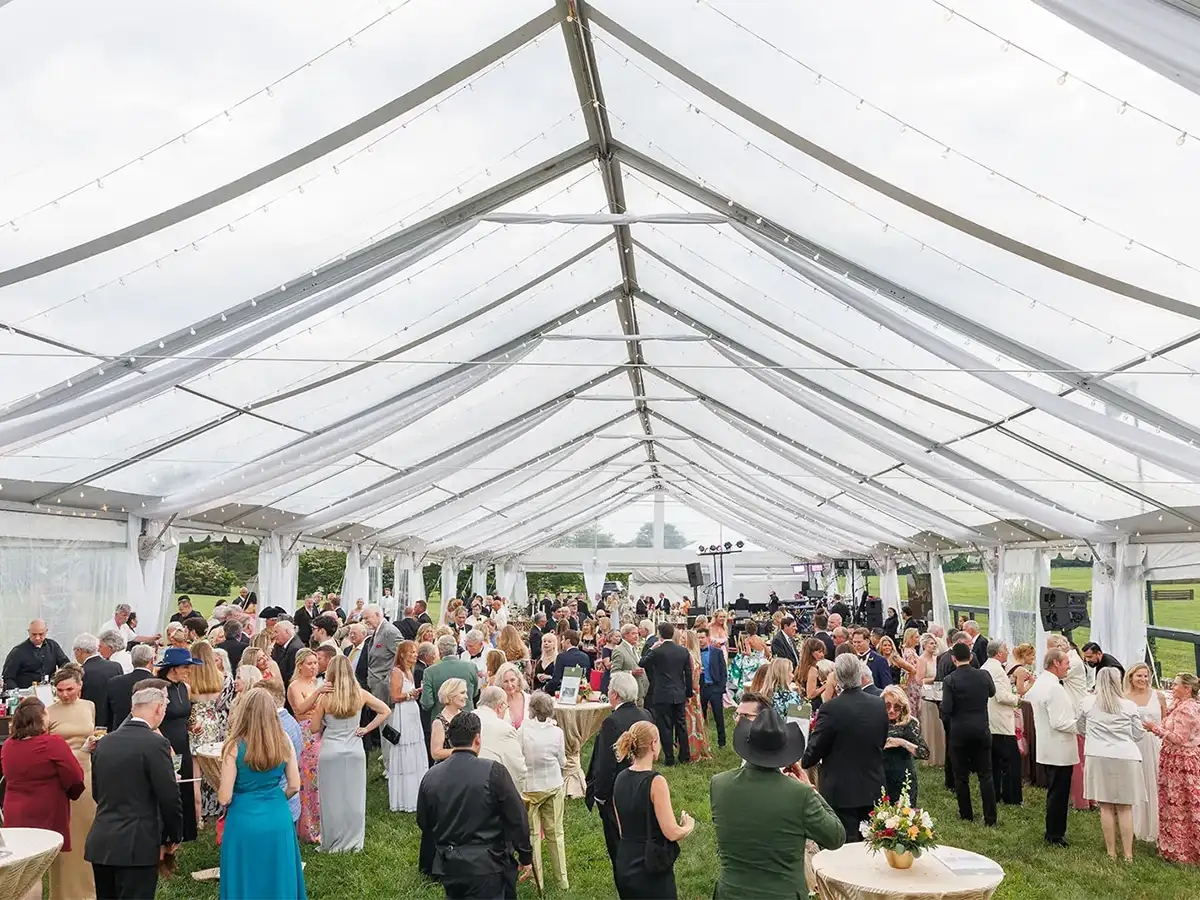 4th of July fireworks exploding at community event on the grounds of Great Meadow